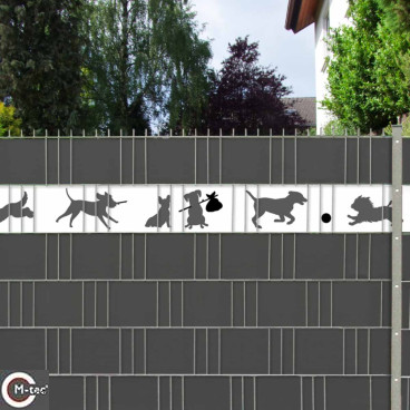 Sichtschutzstreifen mit Hundemotiv für den Zaun