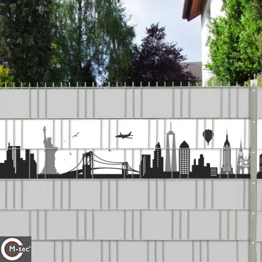Sichtschutzzaun mit Skyline von der Weltstadt New York