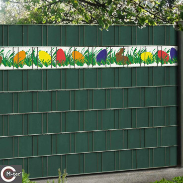 PVC Sichtschutz Streifen bedruckt mit Motiv Ostern im Zaun