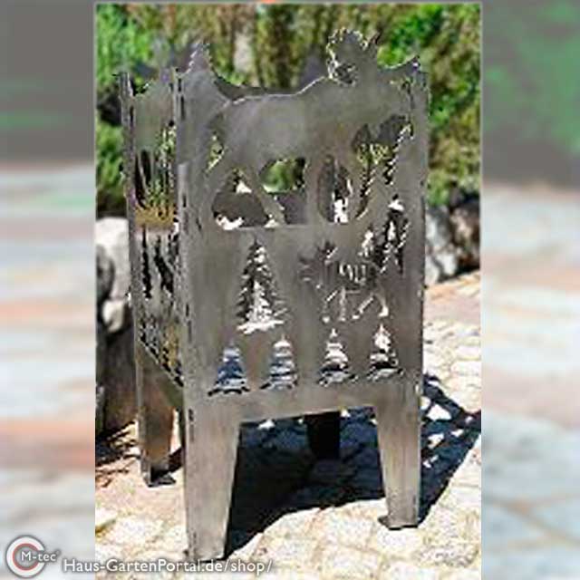 Feuerkorb - Fackel Motiv Elch-36 x 37 x 75 cm