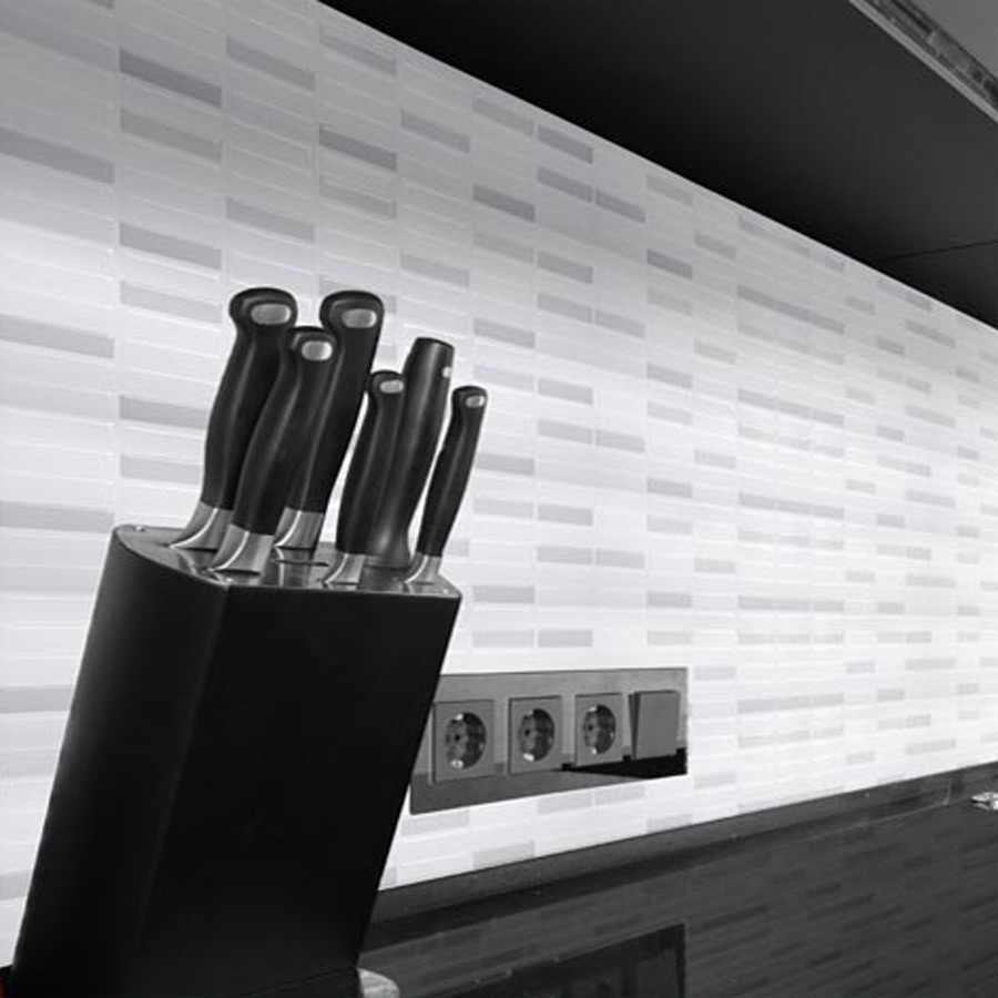 Mosaik Fliesenaufkleber weiß-grau -5er Set