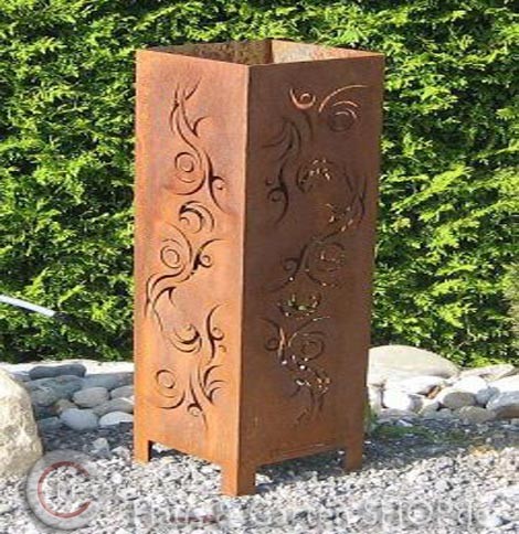 Feuerfackel - Säule Motiv Fine-Line-25 x 25 x 100 cm