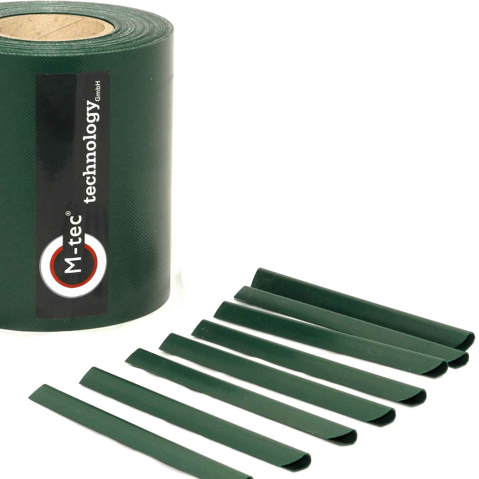 M-tec Profi-line® - moosgrün mit Klemmschienen PVC -Profi -line ® Sichtschutz Sondermaß 0,090 x 65,00 m-weiß