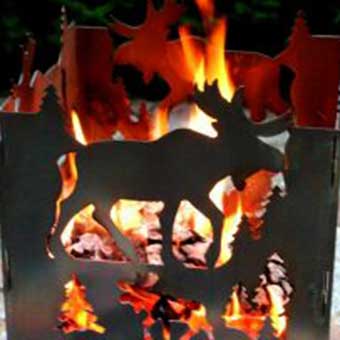 Feuerkorb - Fackel Motiv Elch-36 x 37 x 75 cm