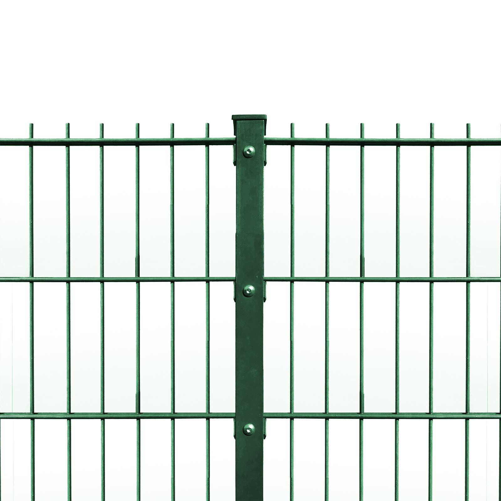 Doppelstabzaun Grün Set mit Hart-PVC Thuja - 10m (4 Gittermatten | 5 Pfosten | 36 Streifen)