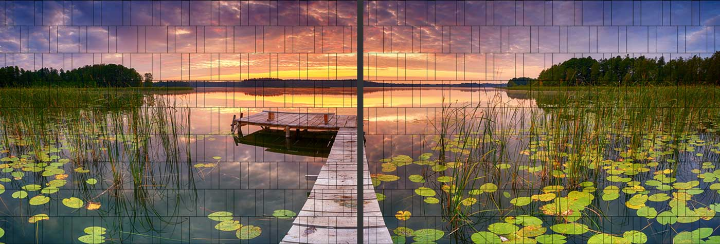Sonnenuntergang - Panorama Zaundruck Poster-M-tec Profi-line | Nicht durchscheinend-transparent