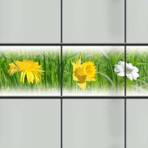 PVC Sichtschutz Streifen bedruckt mit dem Motiv  Frühlingswiese