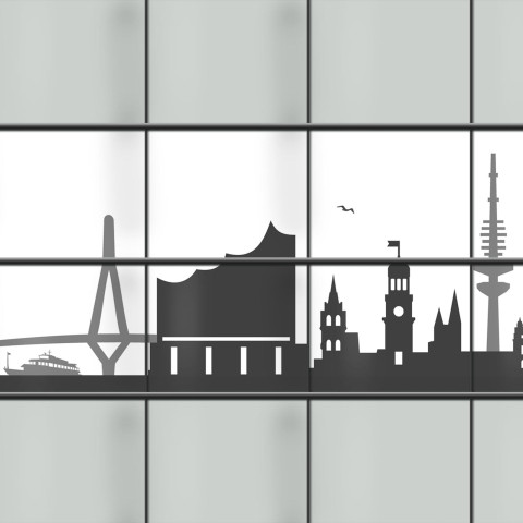 Weich PVC Sichtschutz mit Hamburg Skyline